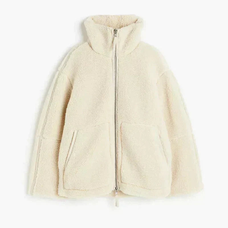 Silvana | Oversized High-Neck Teddy Jacket - Maison Léa &amp; Lou