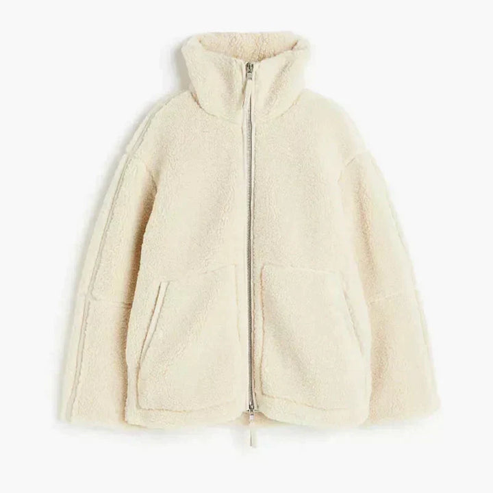 Silvana | Oversized High-Neck Teddy Jacket - Maison Léa &amp; Lou
