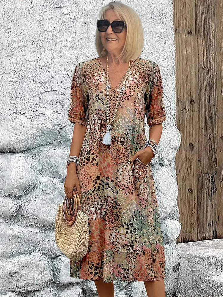 Andrea™ | Vibrant Midi Dress - Maison Léa &amp; Lou
