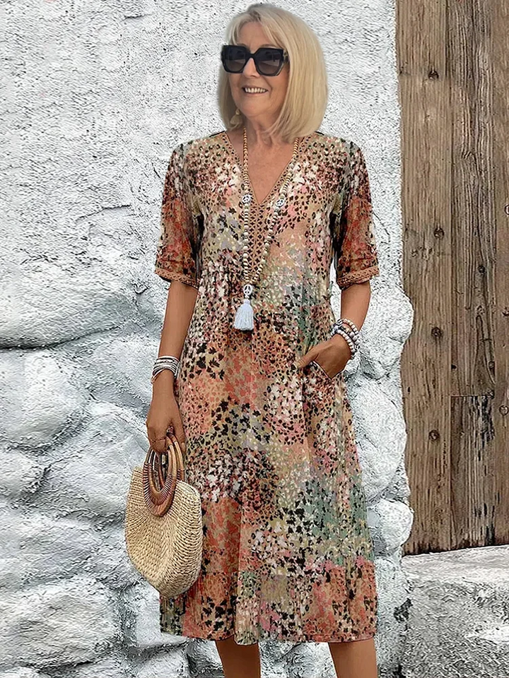 Andrea™ | Vibrant Midi Dress - Maison Léa &amp; Lou