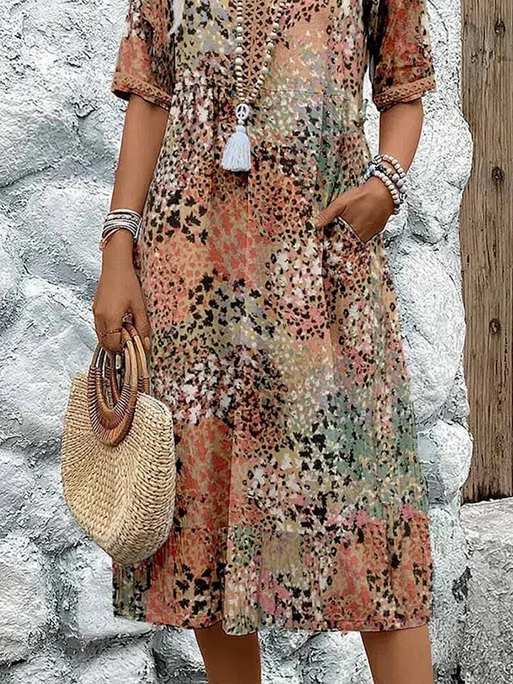 Andrea™ | Vibrant Midi Dress - Maison Léa &amp; Lou