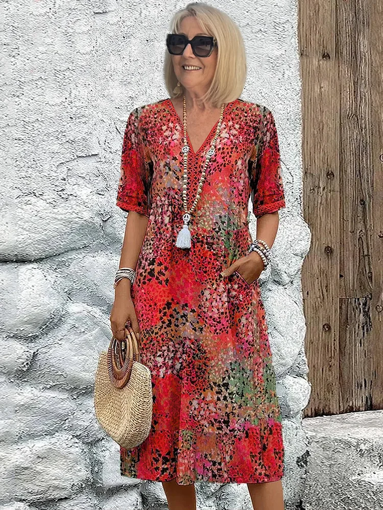 Andrea™ | Vibrant Midi Dress - Maison Léa & Lou