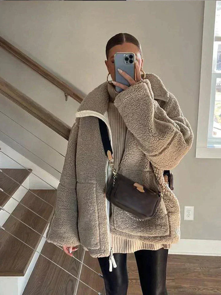 Silvana | Oversized High-Neck Teddy Jacket - Maison Léa &amp; Lou