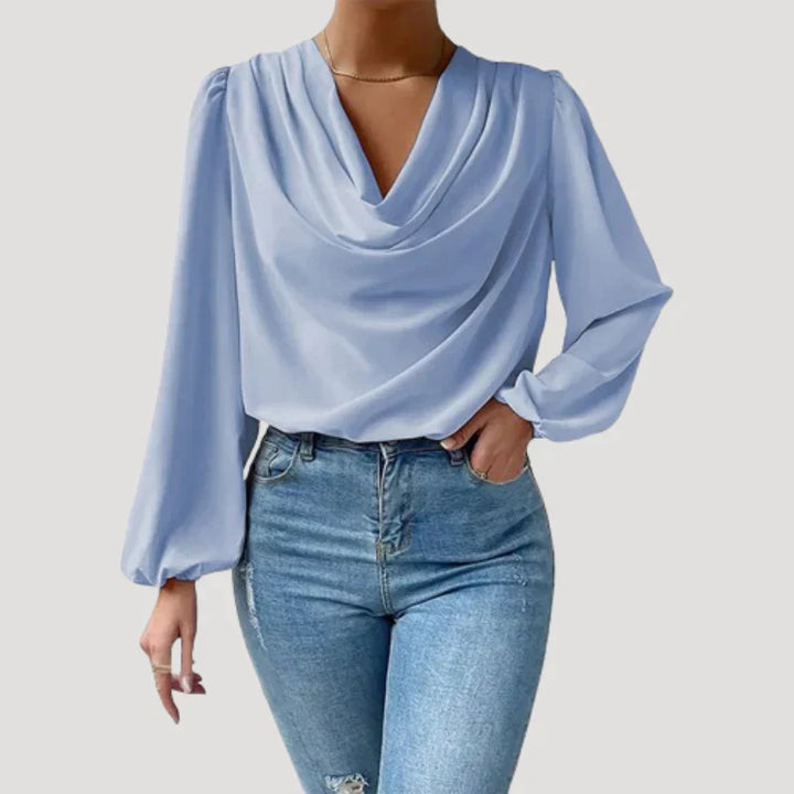 NANNA™ | Satin Look Draped Blouse - Maison Léa &amp; Lou