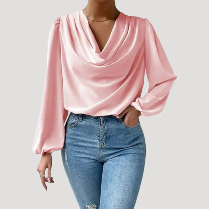 NANNA™ | Satin Look Draped Blouse - Maison Léa &amp; Lou