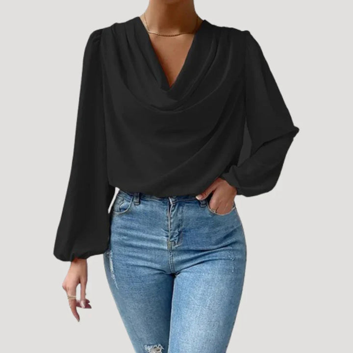 NANNA™ | Satin Look Draped Blouse - Maison Léa &amp; Lou