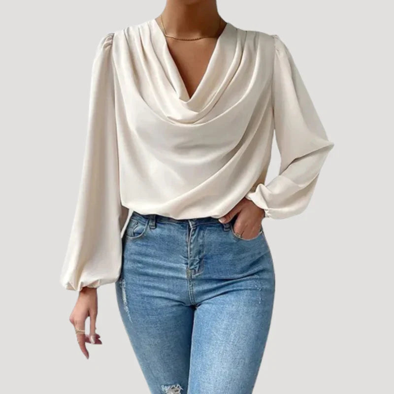 NANNA™ | Satin Look Draped Blouse - Maison Léa & Lou