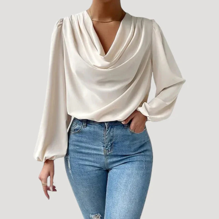 NANNA™ | Satin Look Draped Blouse - Maison Léa &amp; Lou