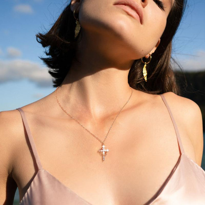 CLARISSE™ – Classic Cross &amp; Crown Necklace - Maison Léa &amp; Lou