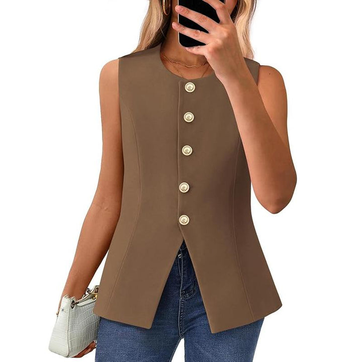 CORAZON™ – Chic Sleeveless Button-Down Vest - Maison Léa &amp; Lou