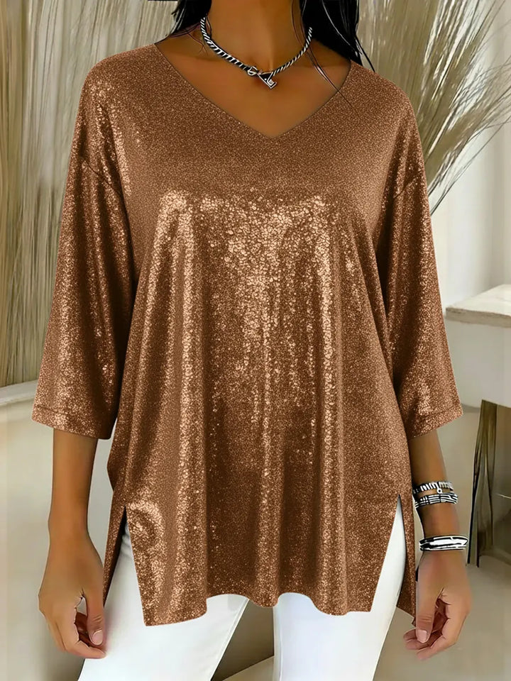 Aurelia™ | Festive Sequin V-Neck Top - Maison Léa &amp; Lou