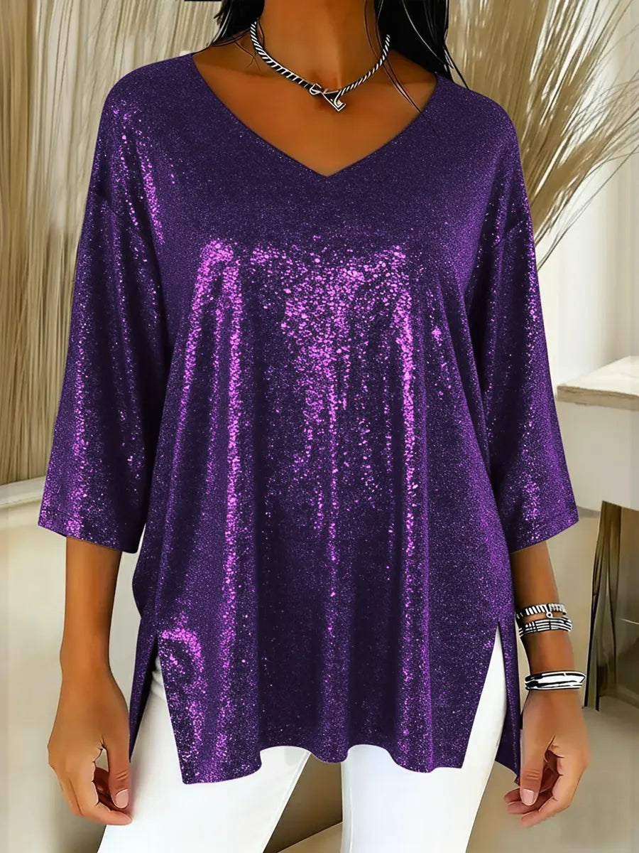 Aurelia™ | Festive Sequin V-Neck Top - Maison Léa &amp; Lou
