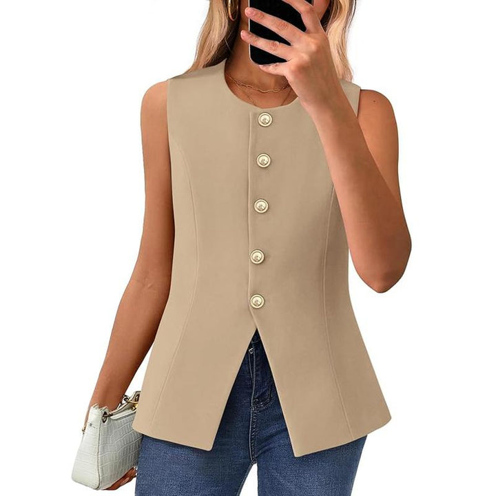 CORAZON™ – Chic Sleeveless Button-Down Vest - Maison Léa &amp; Lou