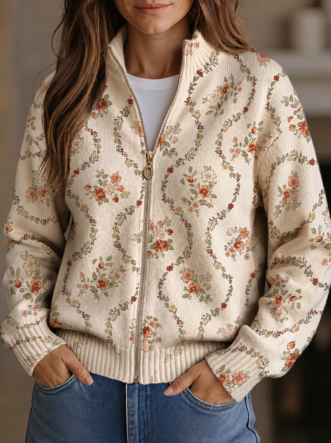 Persephone™ | Delicate Floral Vine Cream Print - Maison Léa &amp; Lou
