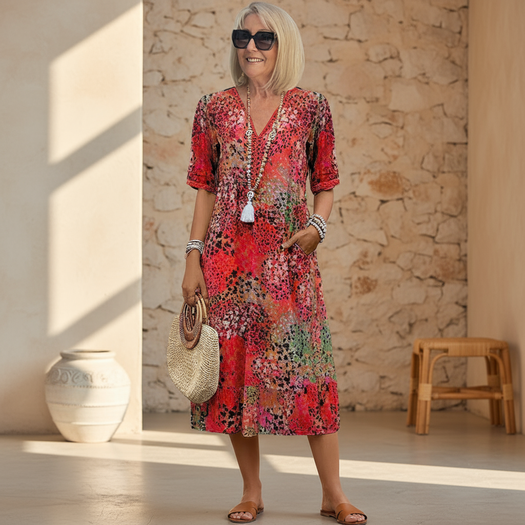 Andrea™ | Vibrant Midi Dress - Maison Léa & Lou