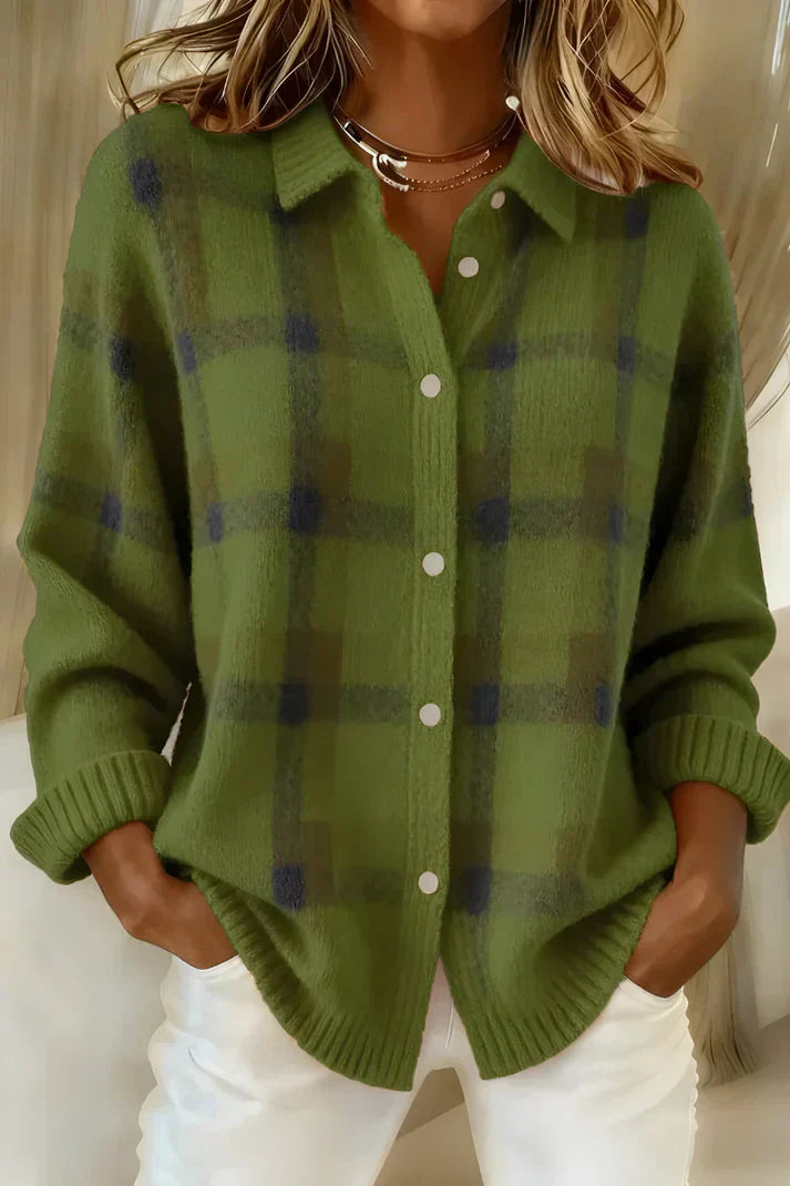 Rose™ | Plaid Knit Cardigan - Maison Léa &amp; Lou