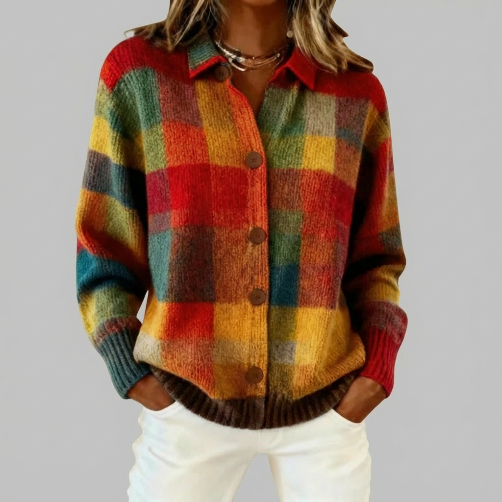 Esther™ | Retro Plaid Cardigan - Maison Léa & Lou