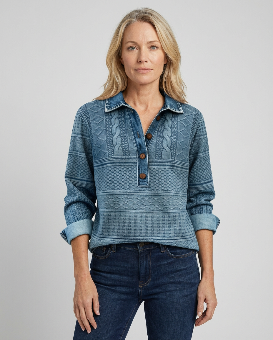 Sandra™ | Stylish Denim Collar Top - Maison Léa & Lou