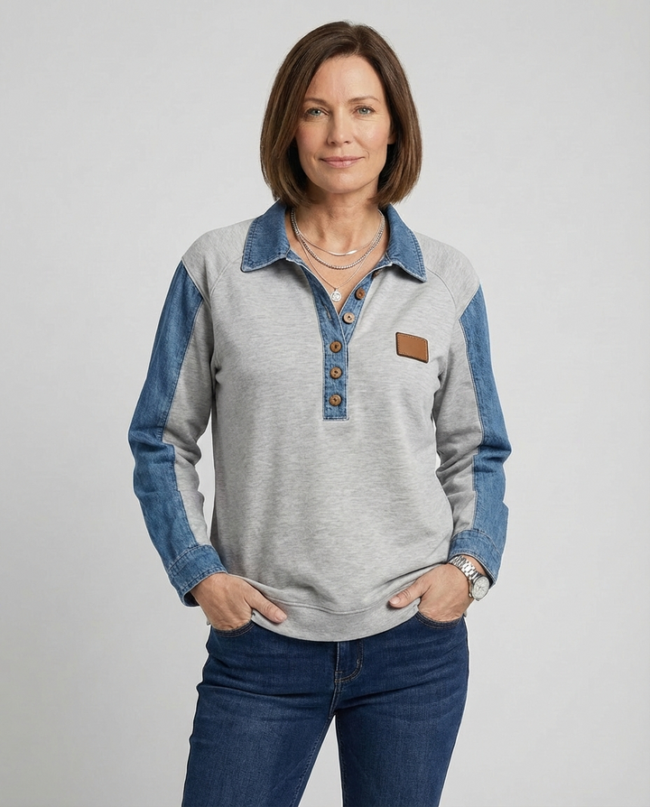 Mandy™ | Stylish Denim Collar Sweater - Maison Léa &amp; Lou