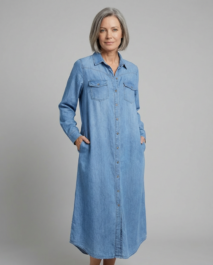 Lia™ | Denim Shirt Dress - Maison Léa &amp; Lou