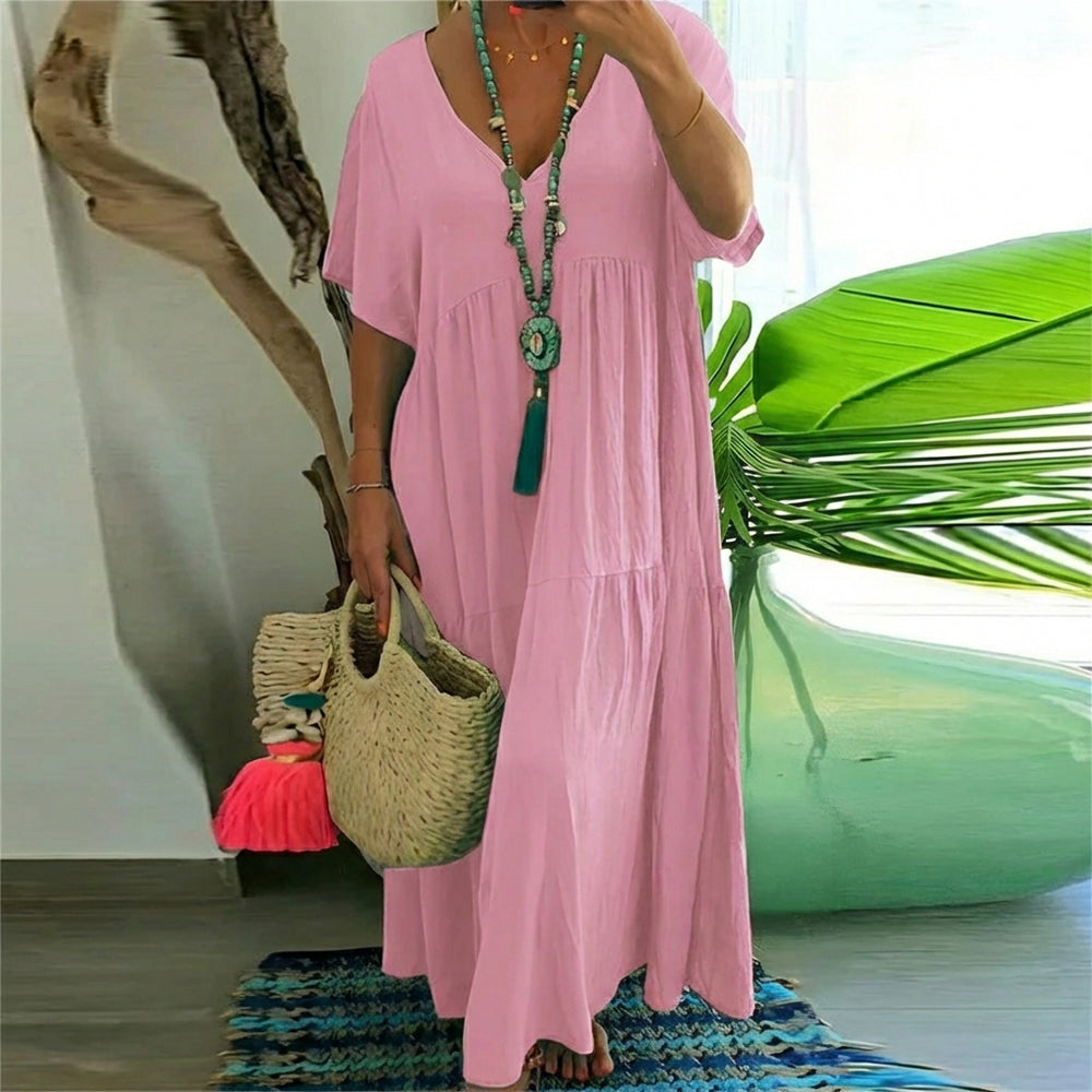 LINNEA™ – Soft Ruffle V-Neck Maxi Dress - Maison Léa & Lou