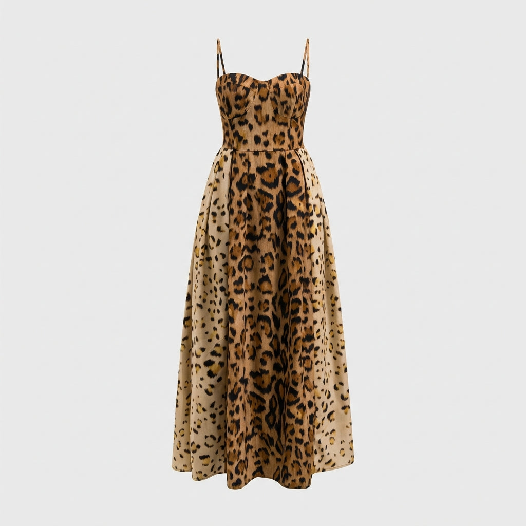 BIANCA™ - Bold Leopard Print Midi Dress - Maison Léa & Lou