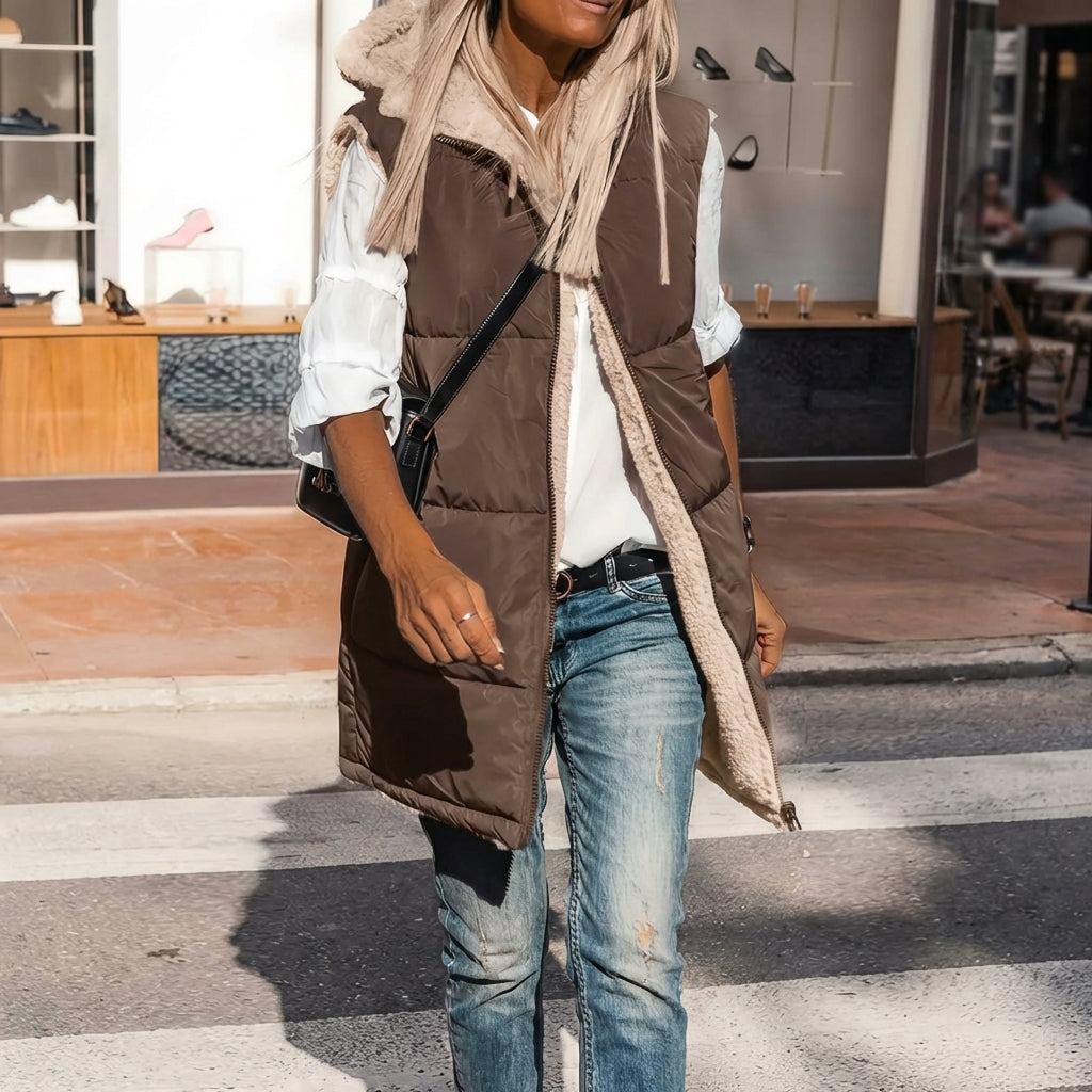 LUCY™ - Cozy Sleeveless Woven Jacket with Hood for Winter Wear - Maison Léa & Lou