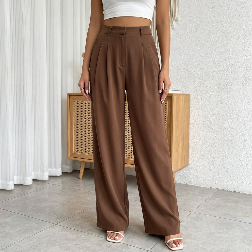 BELISIMA™ – Elegant Pleated Wide-Leg Office Trouser - Maison Léa & Lou