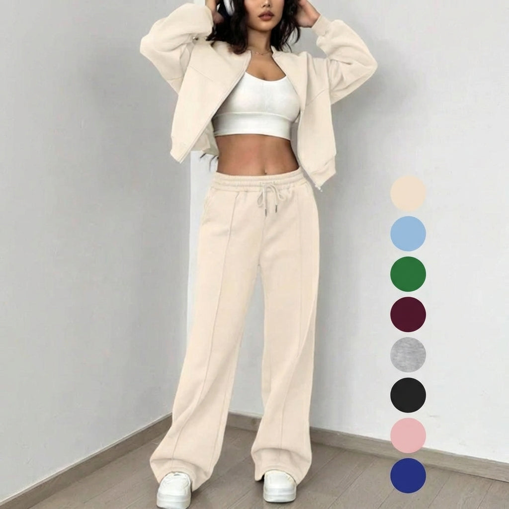 PALOMA™ – Cozy Streetwear Zip Jacket and Pants Set - Maison Léa & Lou