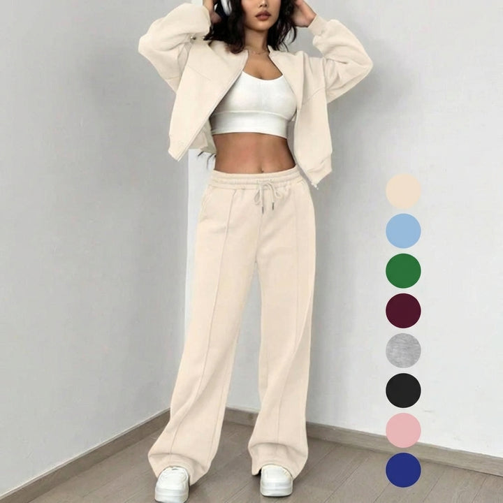 PALOMA™ – Cozy Streetwear Zip Jacket and Pants Set - Maison Léa &amp; Lou