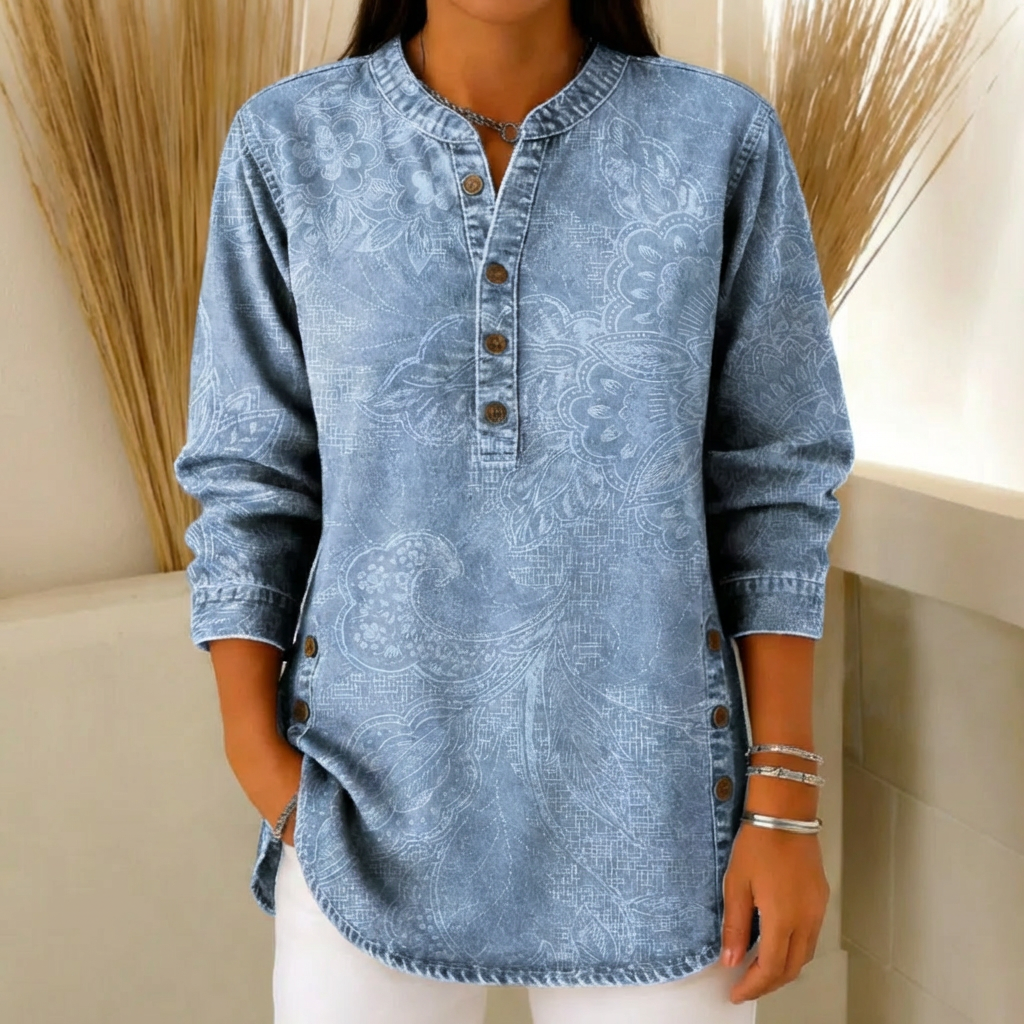 Livia™ | Button up printed shirt - Maison Léa & Lou