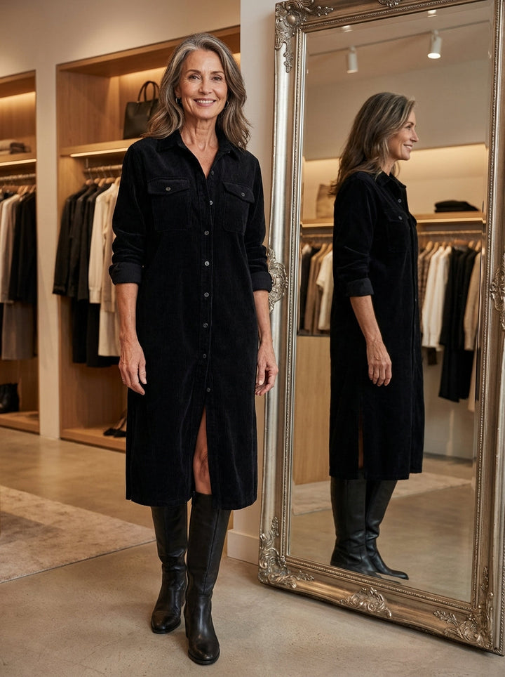 Heather™ - Corduroy Midi Dress - Maison Léa &amp; Lou