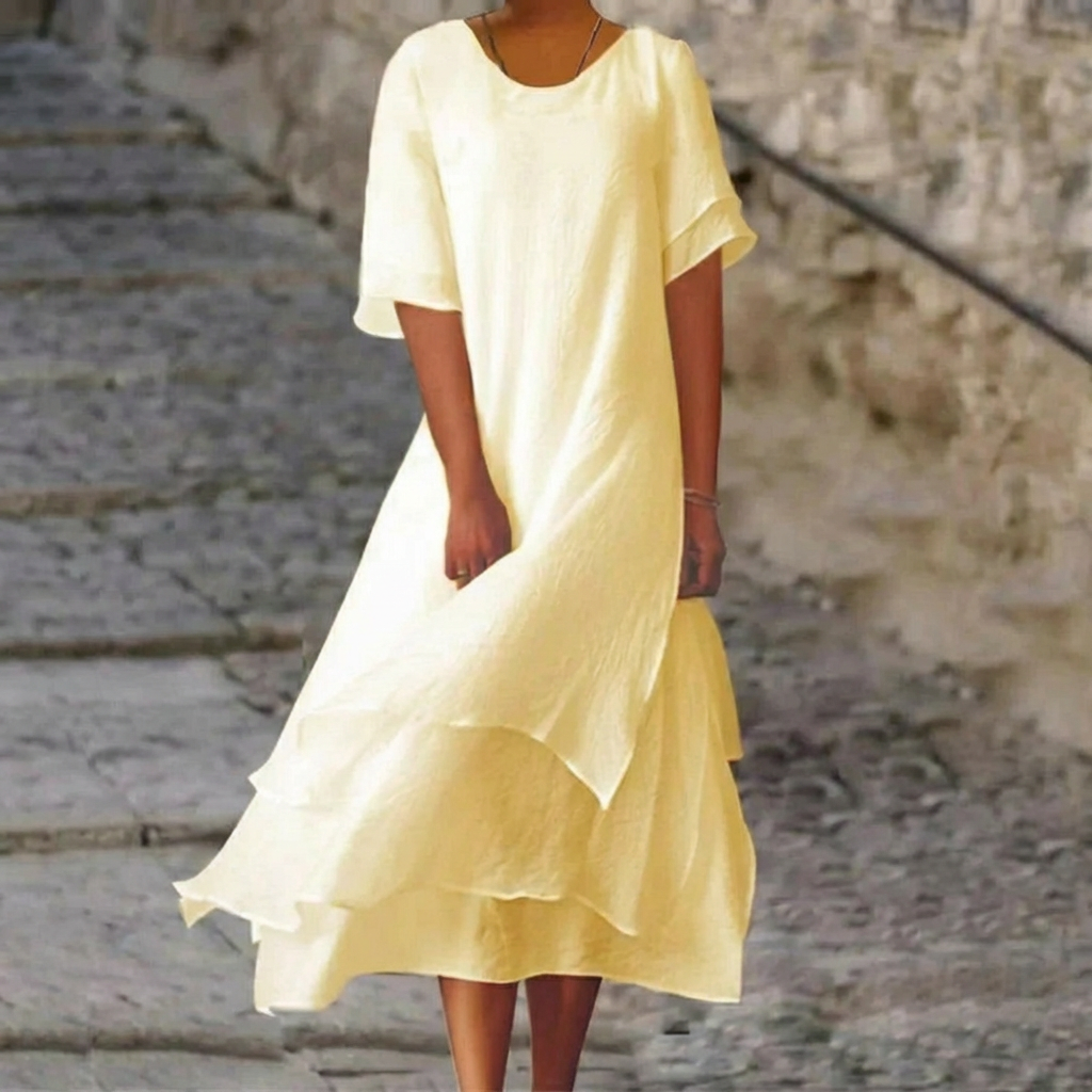 Jasmine™ | Layered Flowy Midi Dress - Maison Léa & Lou