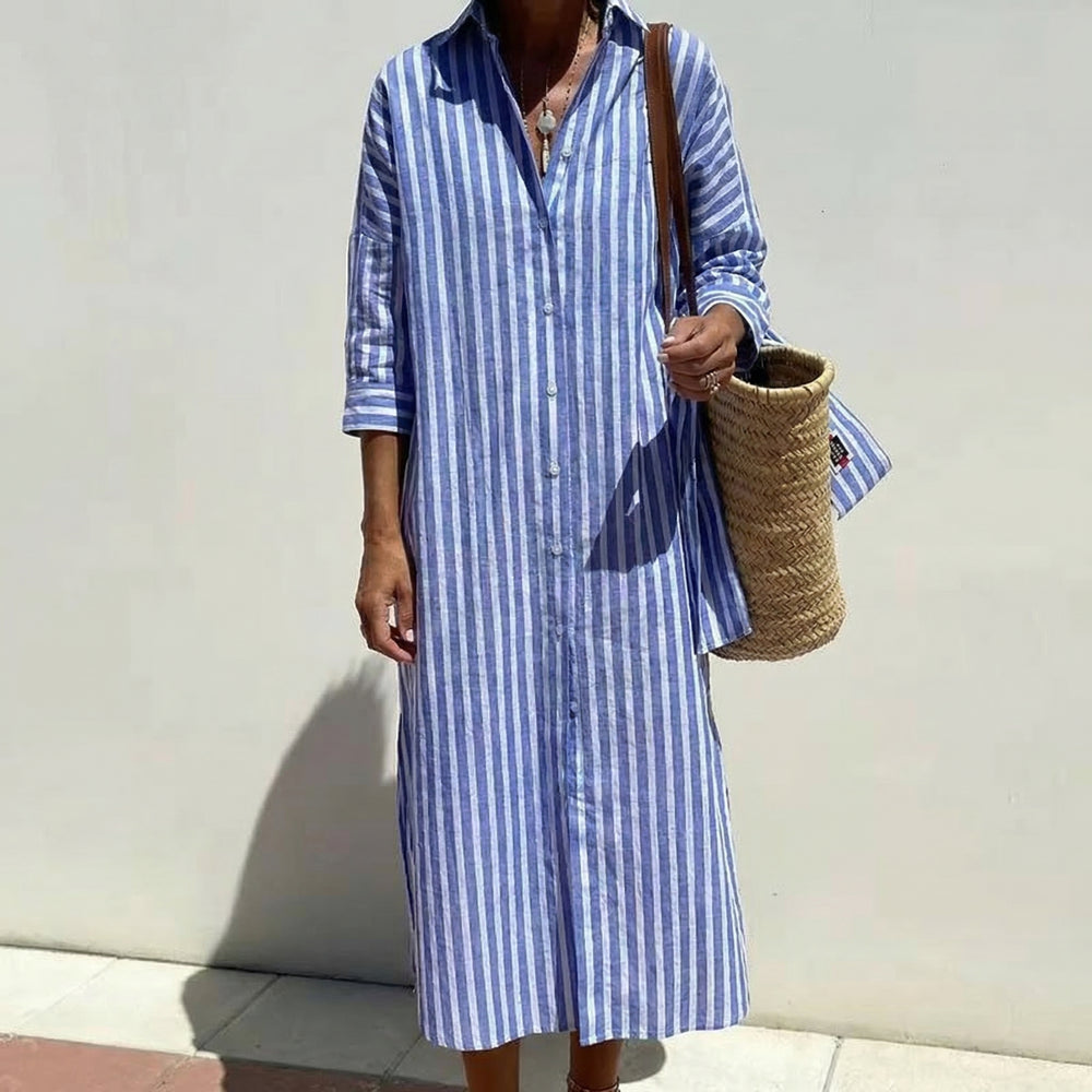 Pernille™ - Striped shirt dress - Maison Léa & Lou