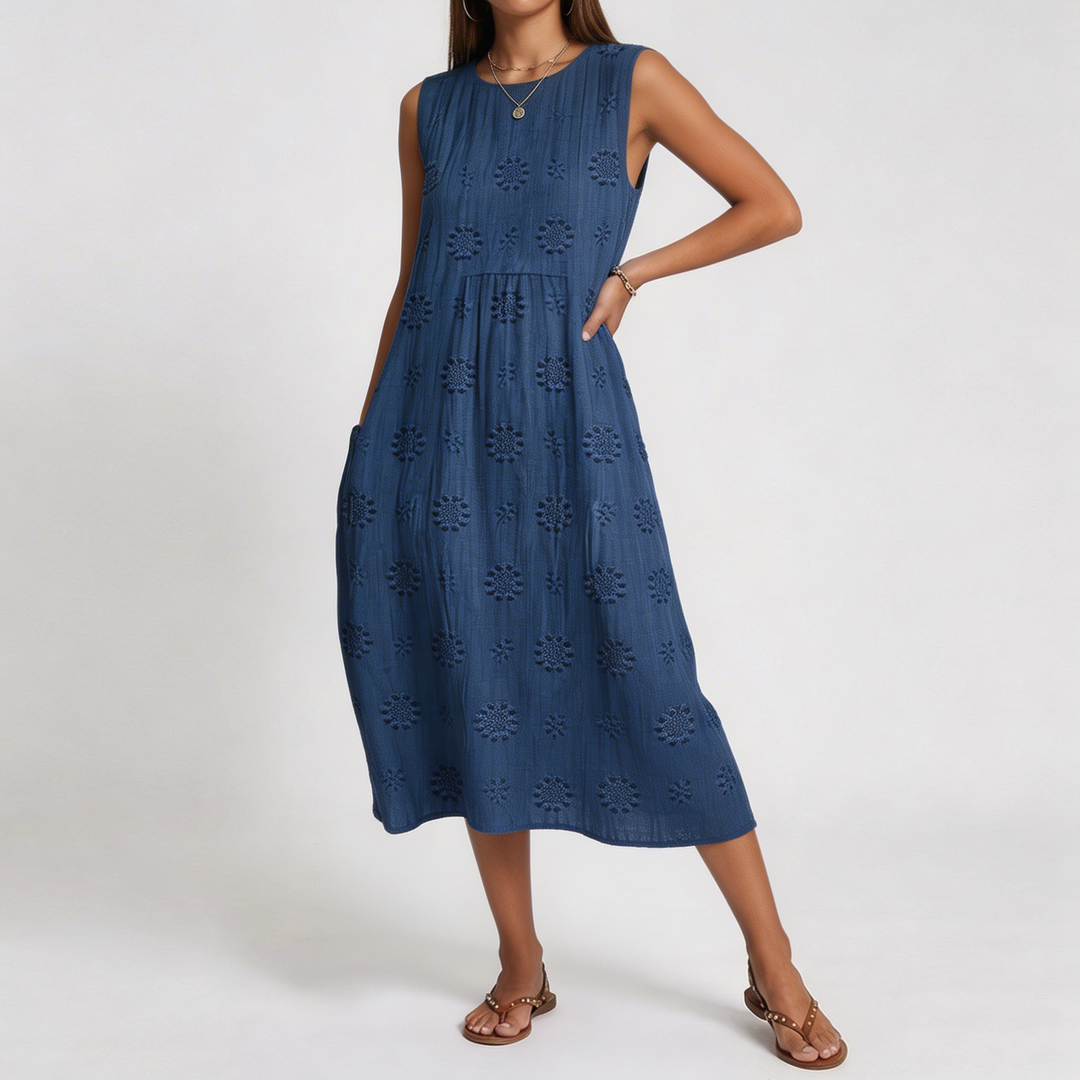 Sara | Patterned Midi Dress - Maison Léa & Lou