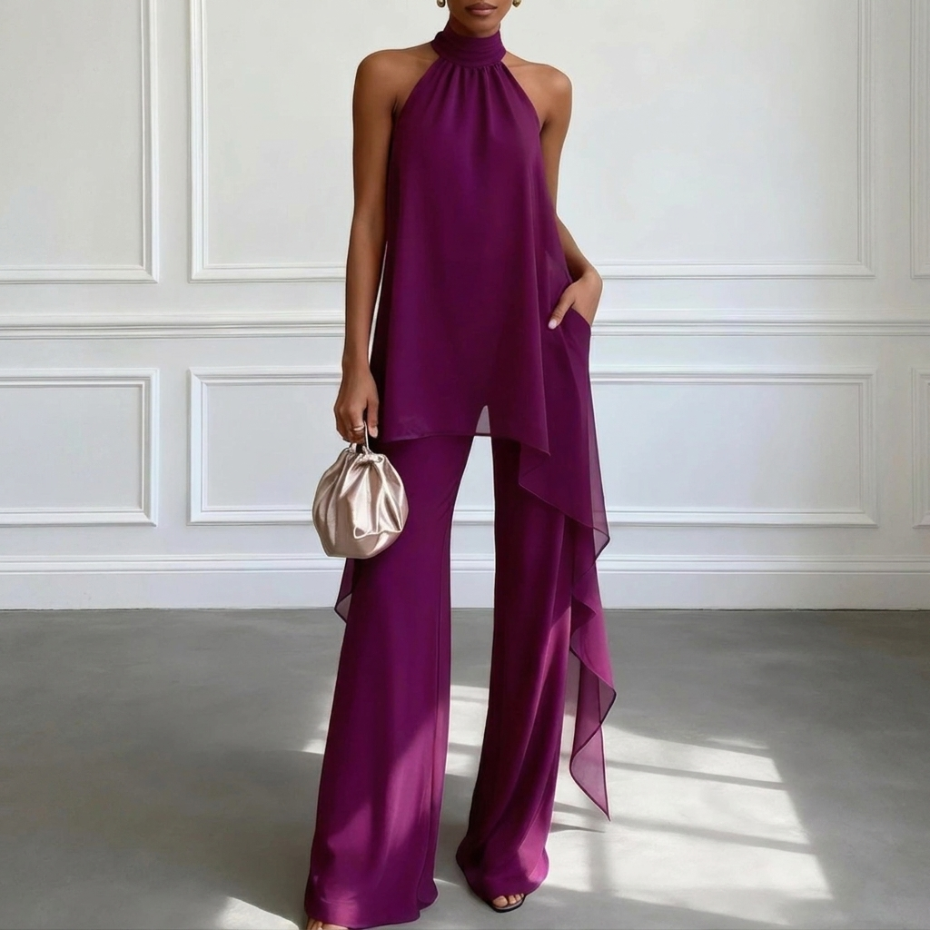 Veda™ | Elegant Halter Set with Flowing Pants - Maison Léa & Lou