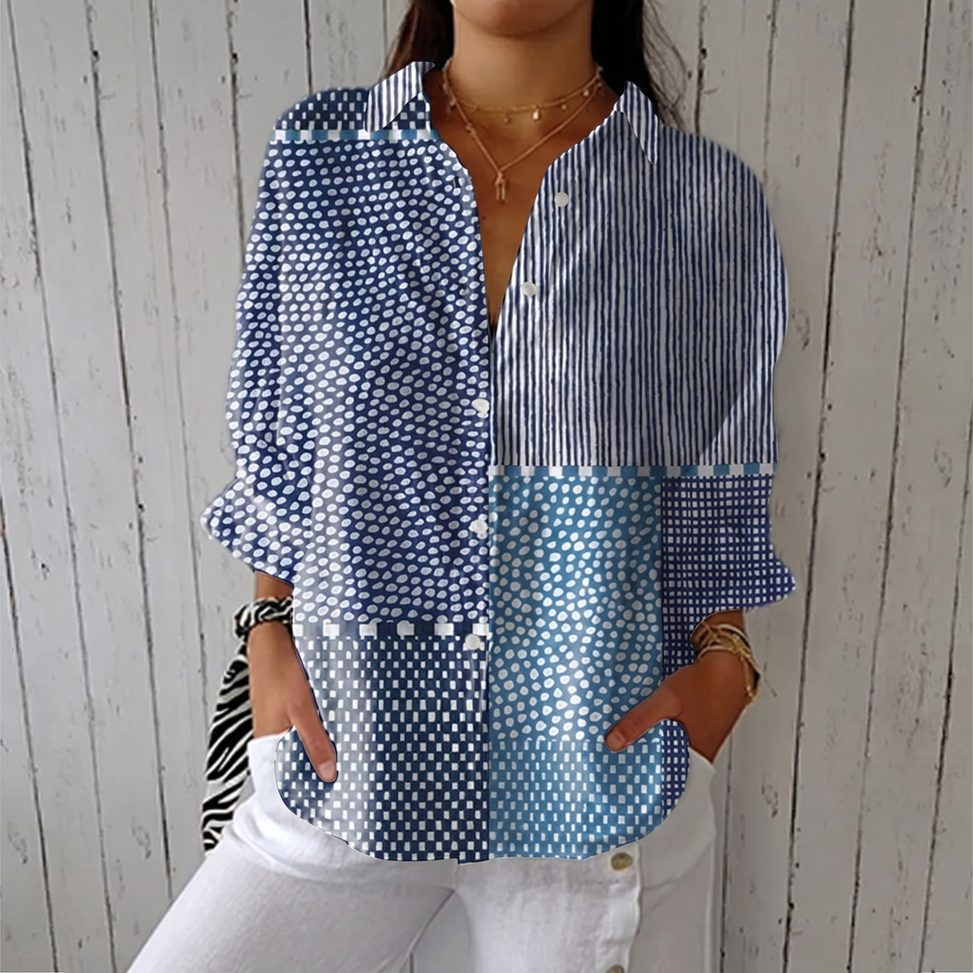 Fiora™ | Ocean Patchwork Blouse - Maison Léa & Lou