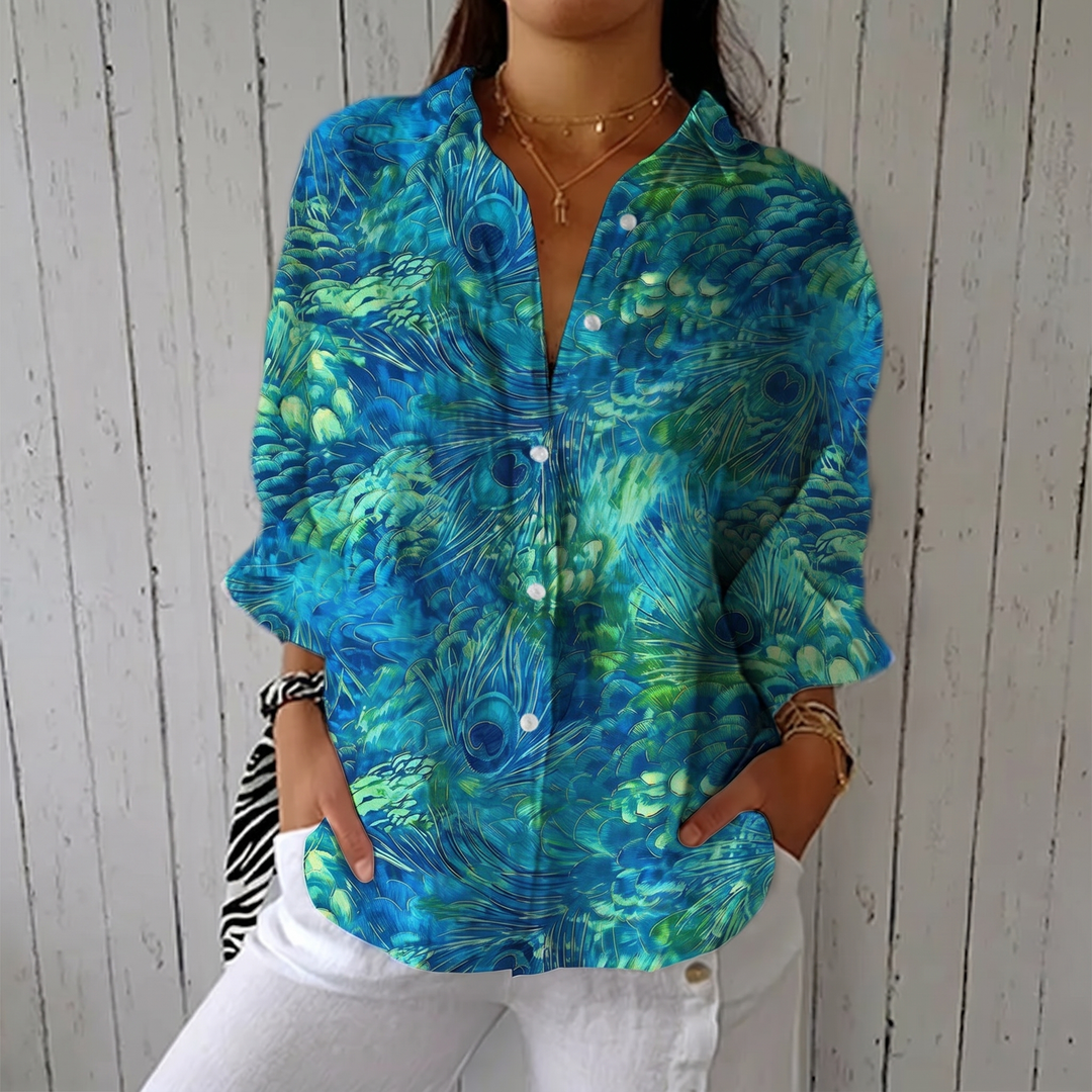 Florina™ | Peacock Grace Blouse - Maison Léa & Lou