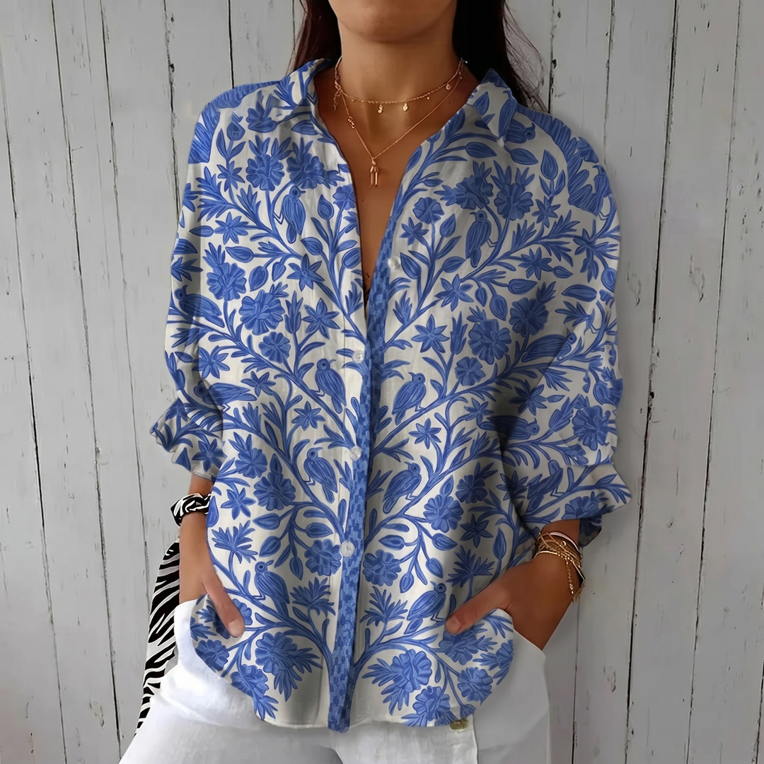 Frederikke™ | Blue Garden Blouse - Maison Léa & Lou