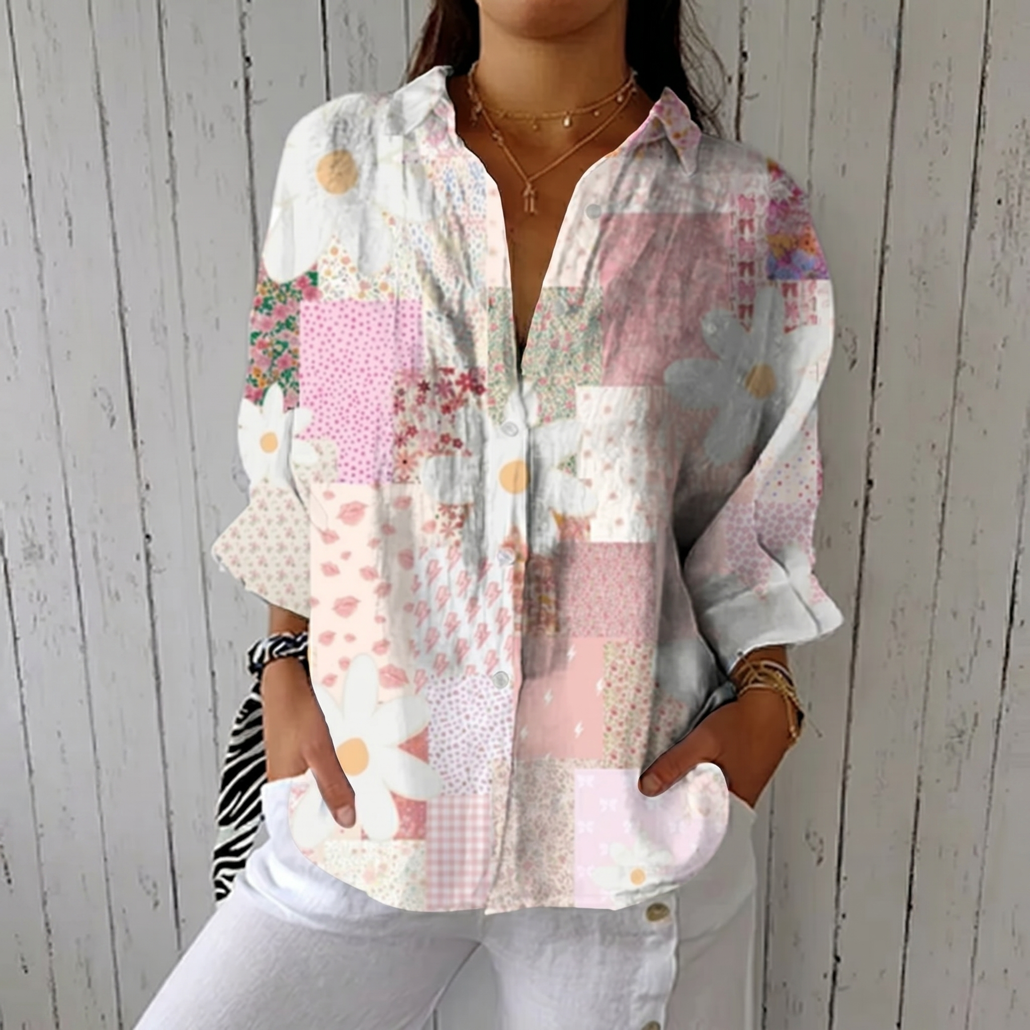 Fanny™ | Patchwork Daisy Blouse - Maison Léa & Lou