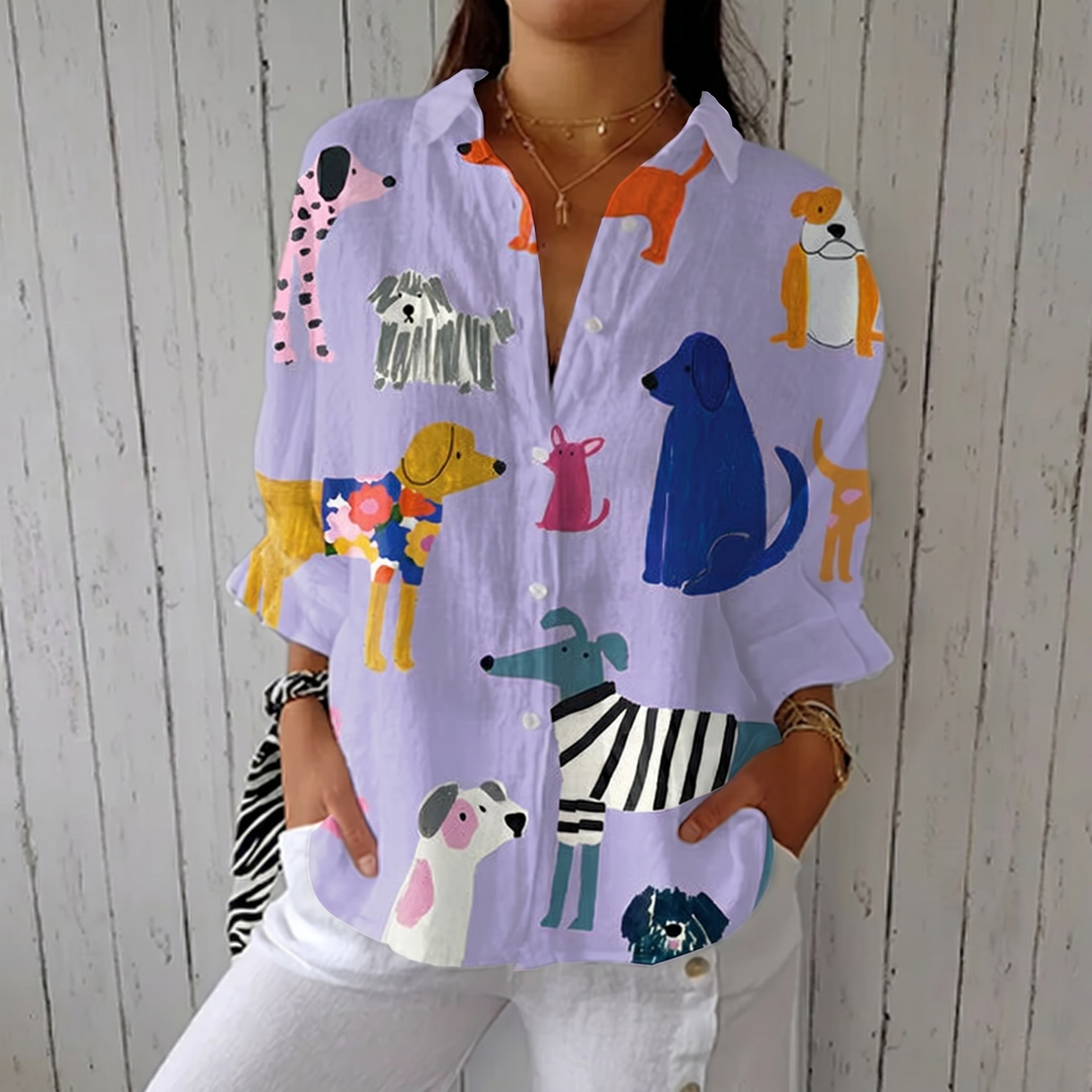 Florence™ | Playful Dogs Blouse - Maison Léa & Lou