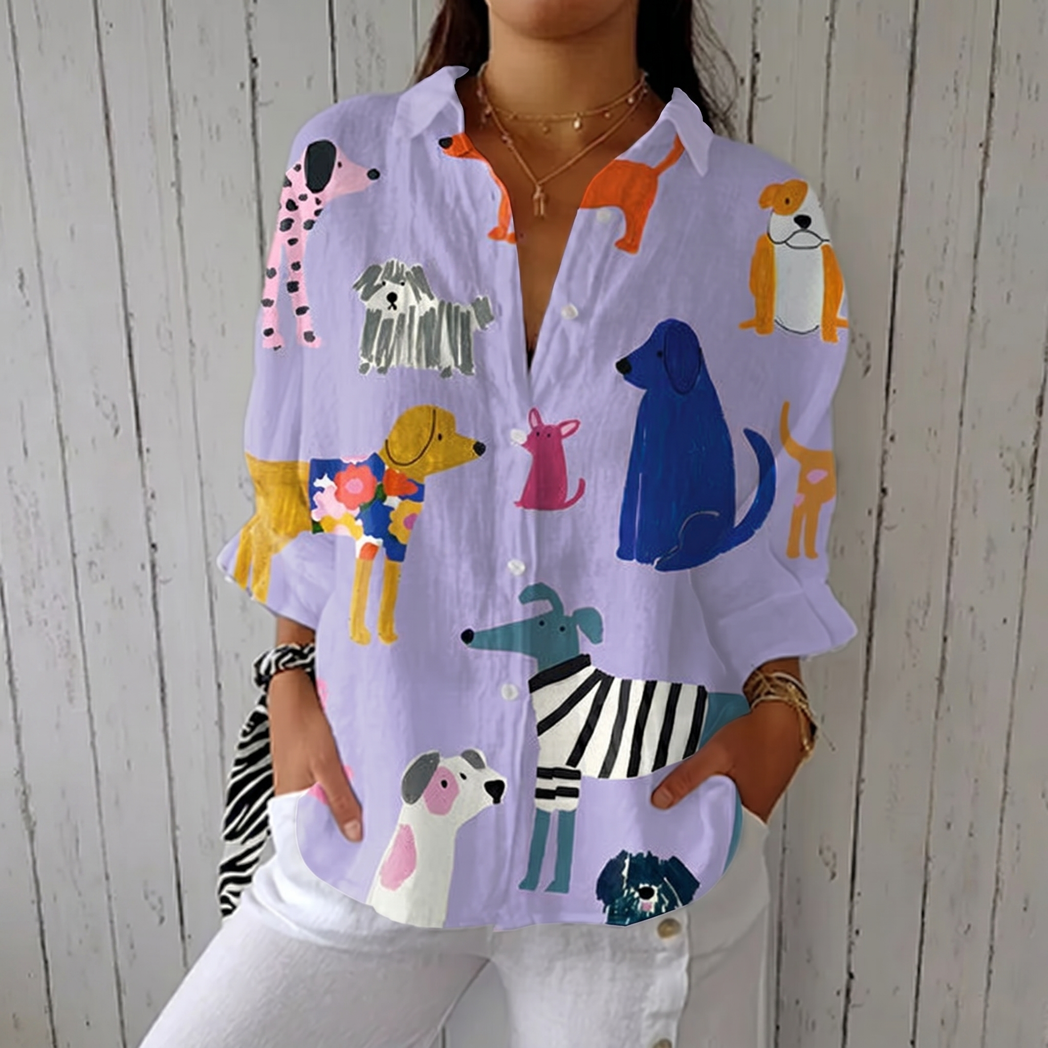 Florence™ | Playful Dogs Blouse - Maison Léa & Lou