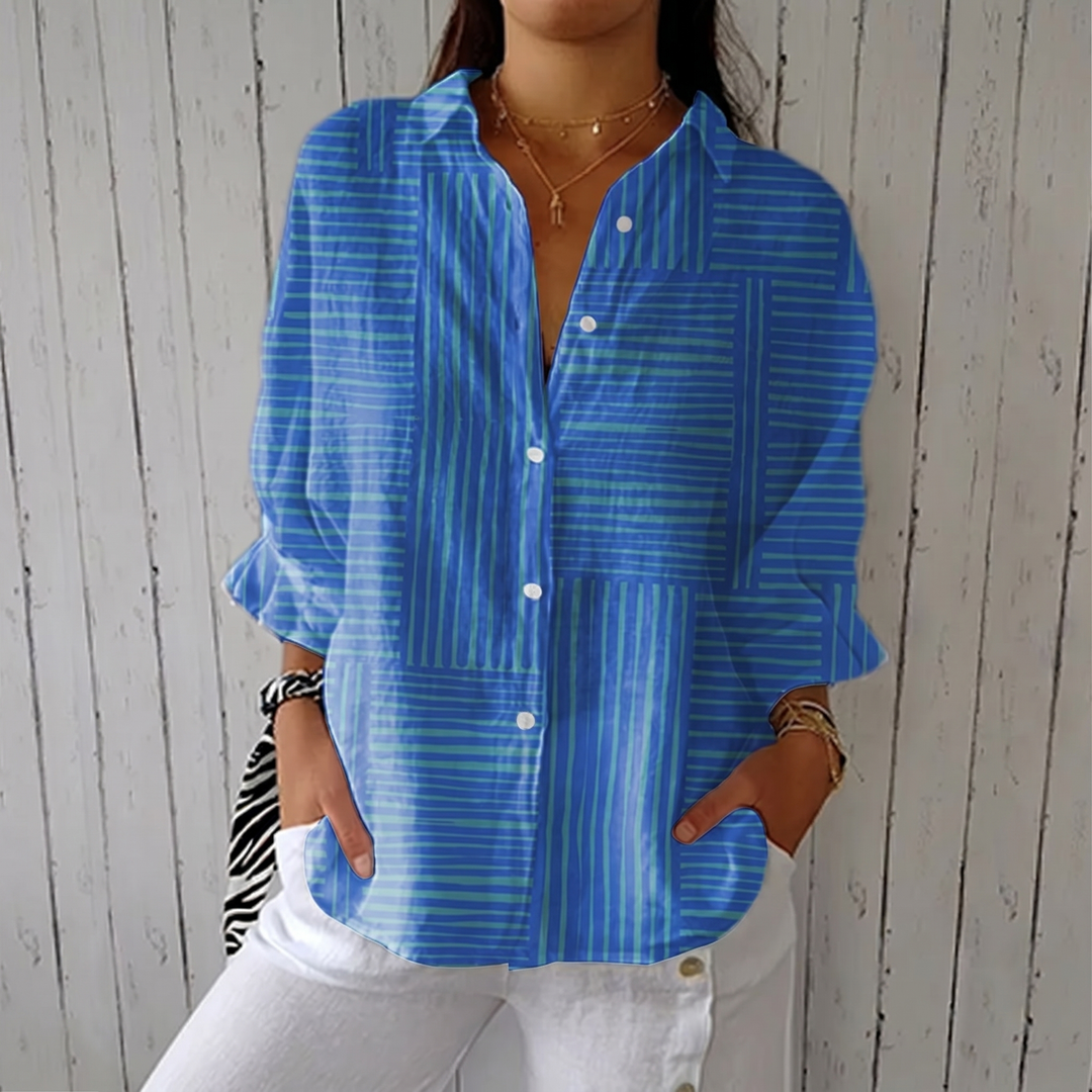 Feline™ | Azure Stripe Blouse - Maison Léa & Lou