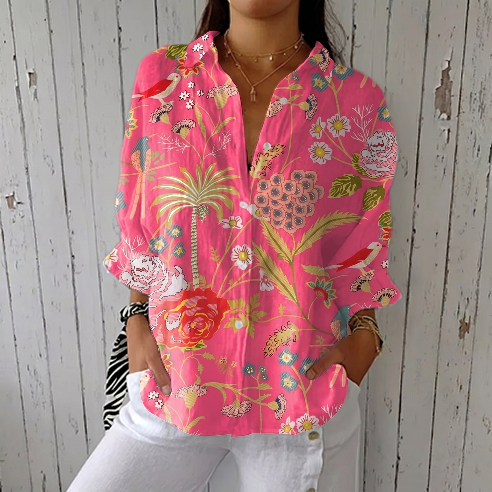 Floriana™ | Tropical Blossom Blouse - Maison Léa & Lou