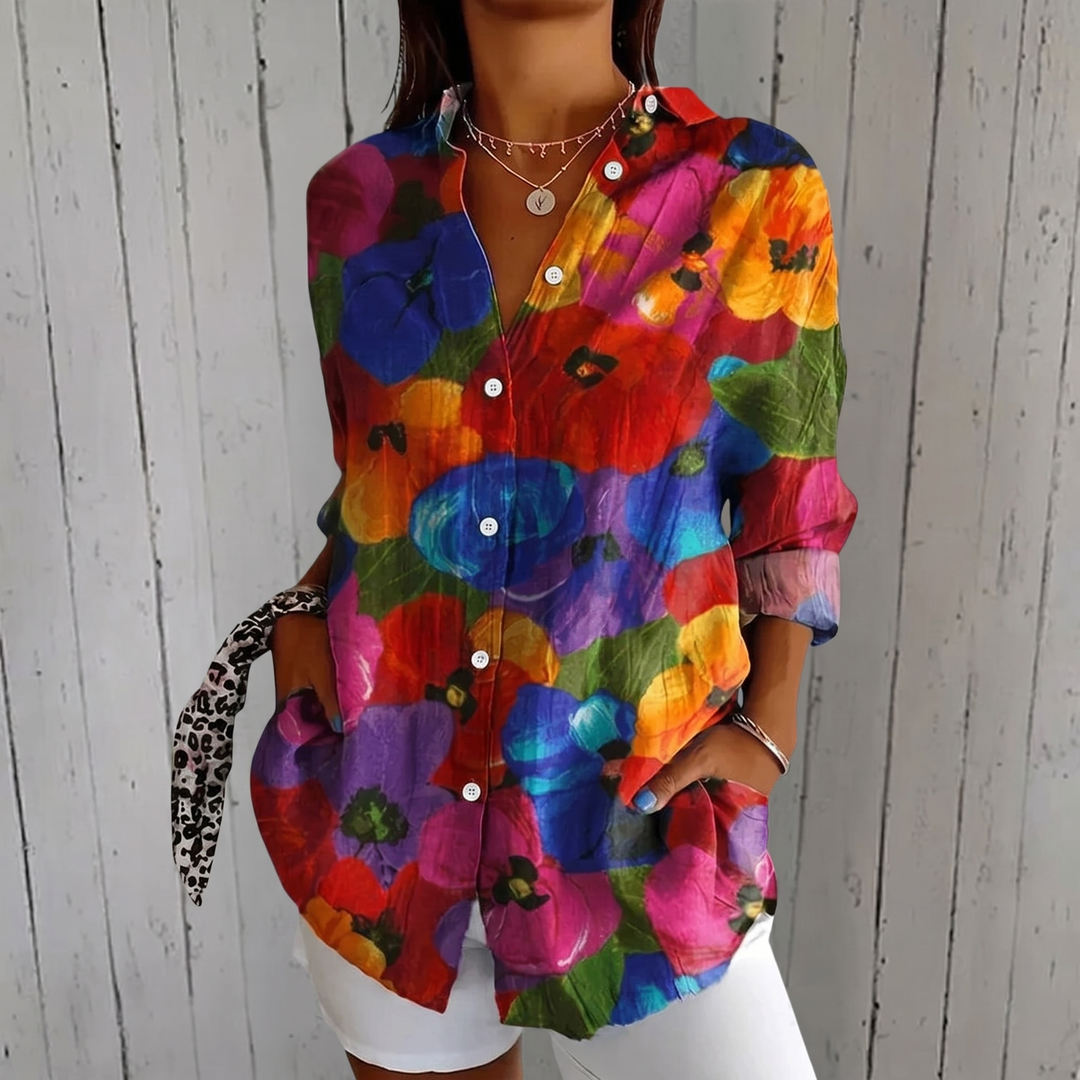 Anita™ | Vibrant Artistic Button-Up Blouse - Maison Léa & Lou