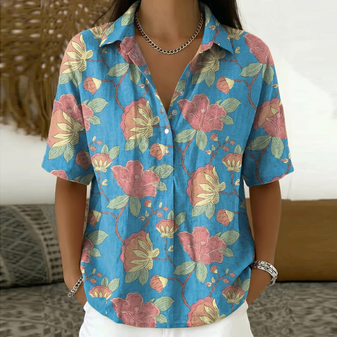 Lynaa™ - Elegant Blouse With Floral Print - Maison Léa &amp; Lou