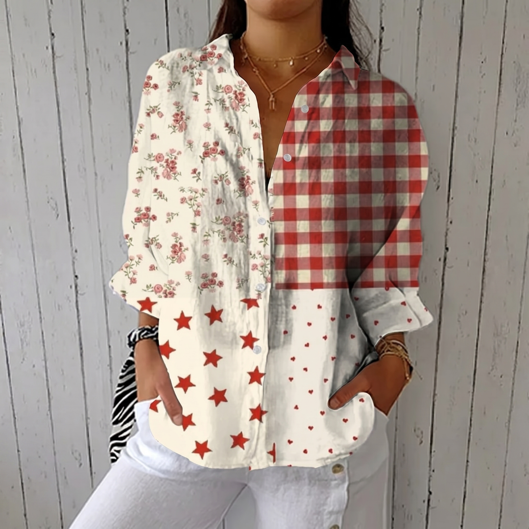 Elise™ | Country Patchwork Blouse - Maison Léa & Lou