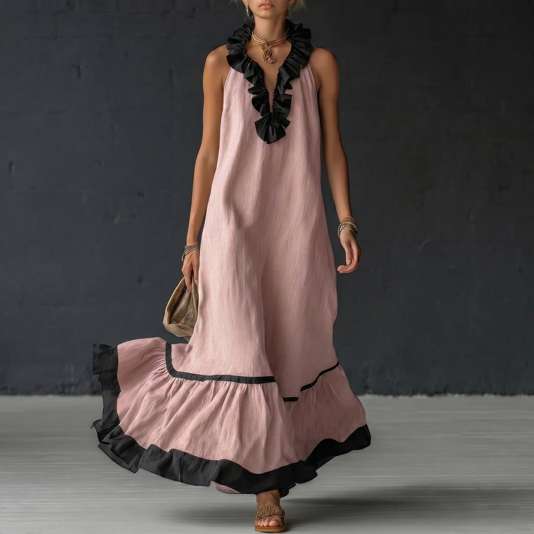 Nathalie™ | long dress with ruffles - Maison Léa & Lou