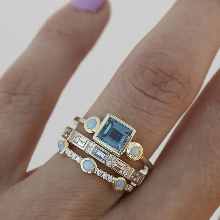 DARLENE™ - Vintage Blue Crystal Ring Set - Maison Léa &amp; Lou