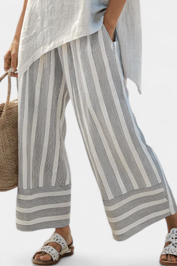 Talvora | Elegant Asymmetrical Blouse &amp; Striped Pants - Maison Léa &amp; Lou